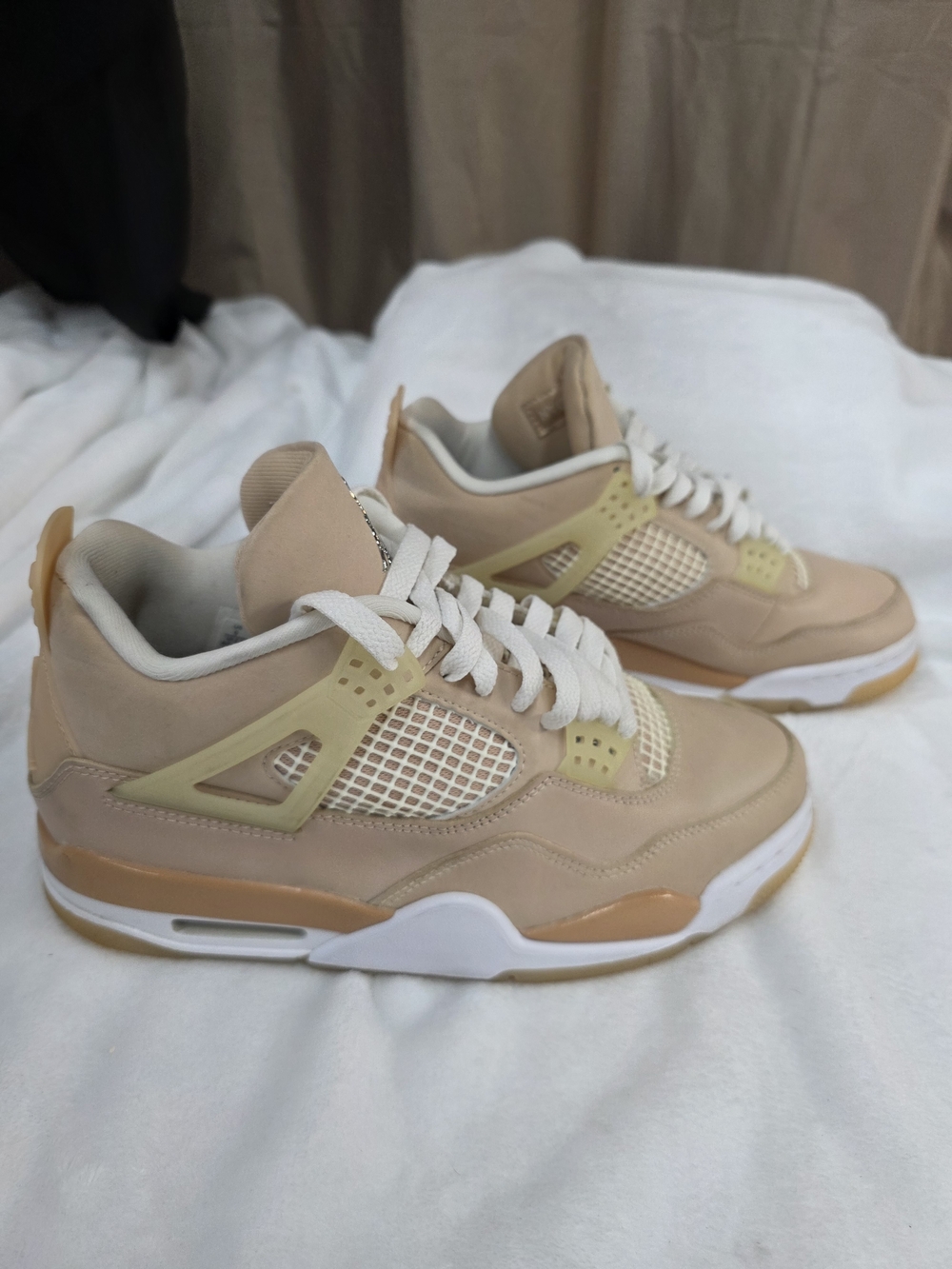 Nike Air Jordan 4 Retro Shimmer Womens Sneakers Tan Leather